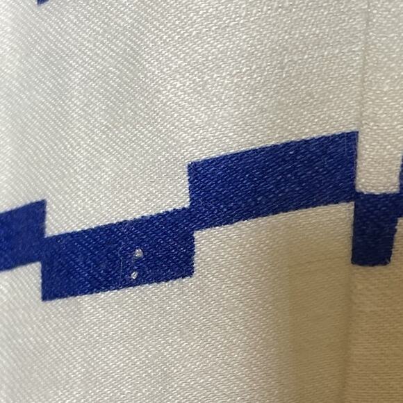 Ann Taylor Petite Linen Blend Coastal Nautical Blue White Fit Flare Dress 4P - Picture 9 of 12